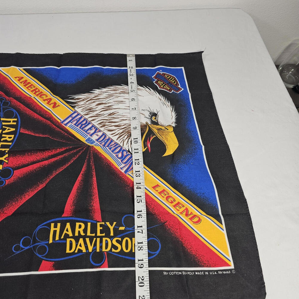 Vintage HARLEY DAVIDSON BANDANA "America Legend" MADE IN U.S.A. Black. - Picture 8 of 8